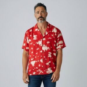 RAGA Man Short Sleeve Button Up Bleach Dye Shirt, NWT! Size XXL